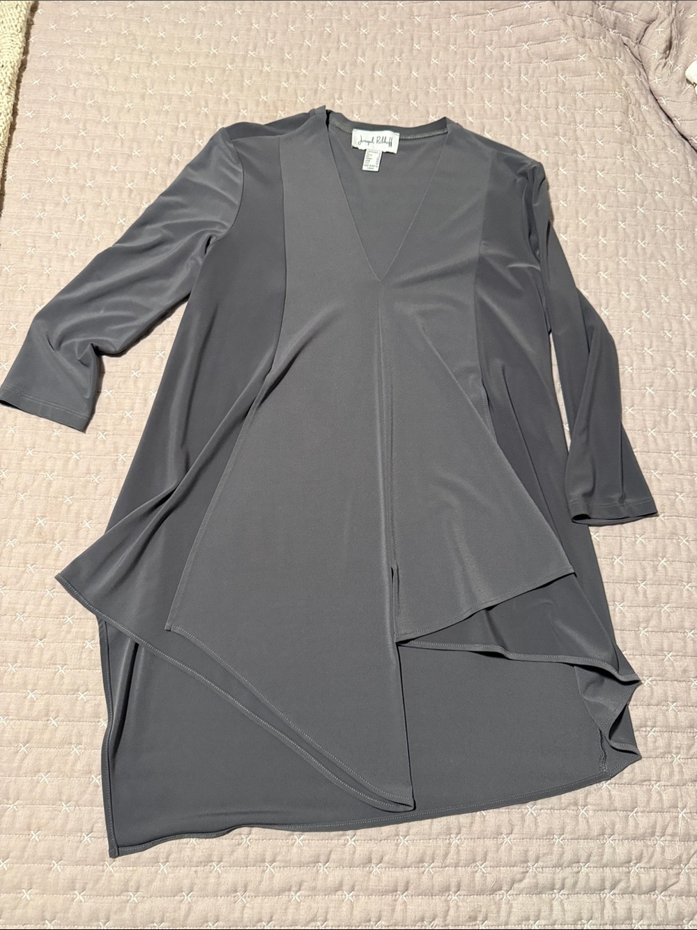 Joseph Ribkoff Charcoal Asymmetrical V-Neck top